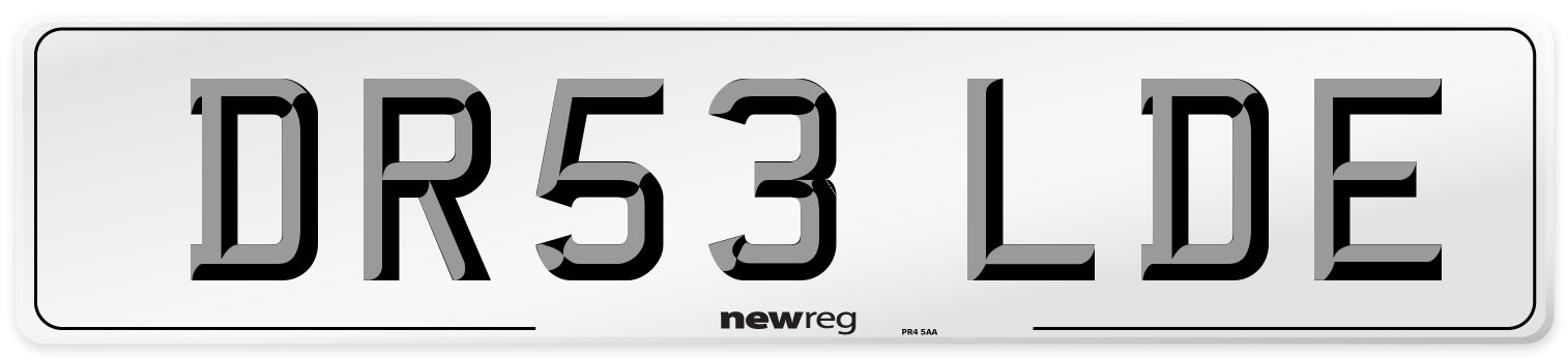 DR53 LDE Number Plate from New Reg